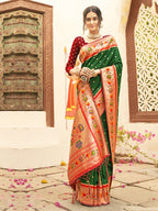 Anaita D Green Silk Saree With Blouse Piece | Grocsy
