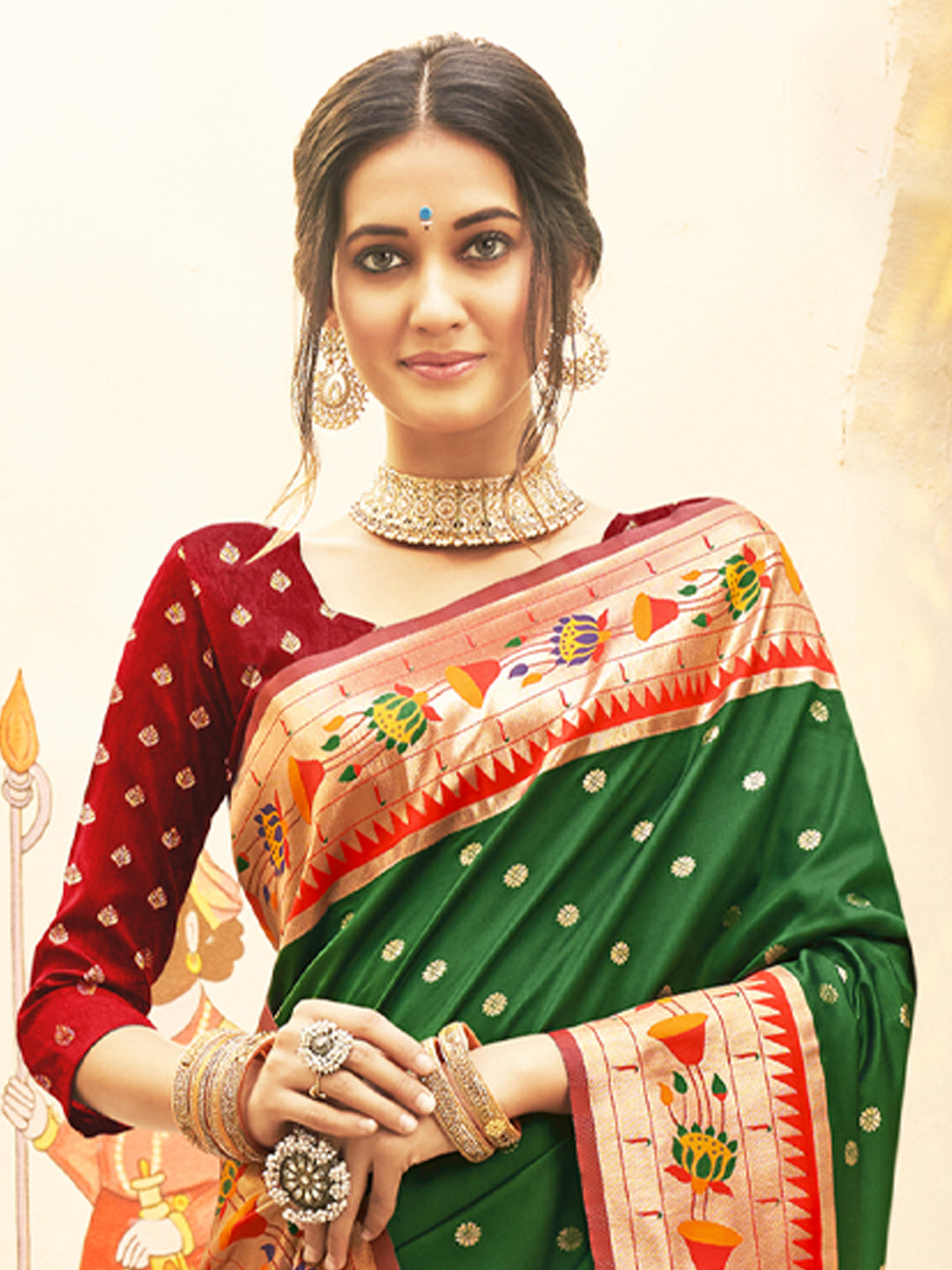 Anaita D Green Silk Saree With Blouse Piece | Grocsy