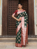 Anaita D Green Silk Woven Saree With Blouse | Grocsy