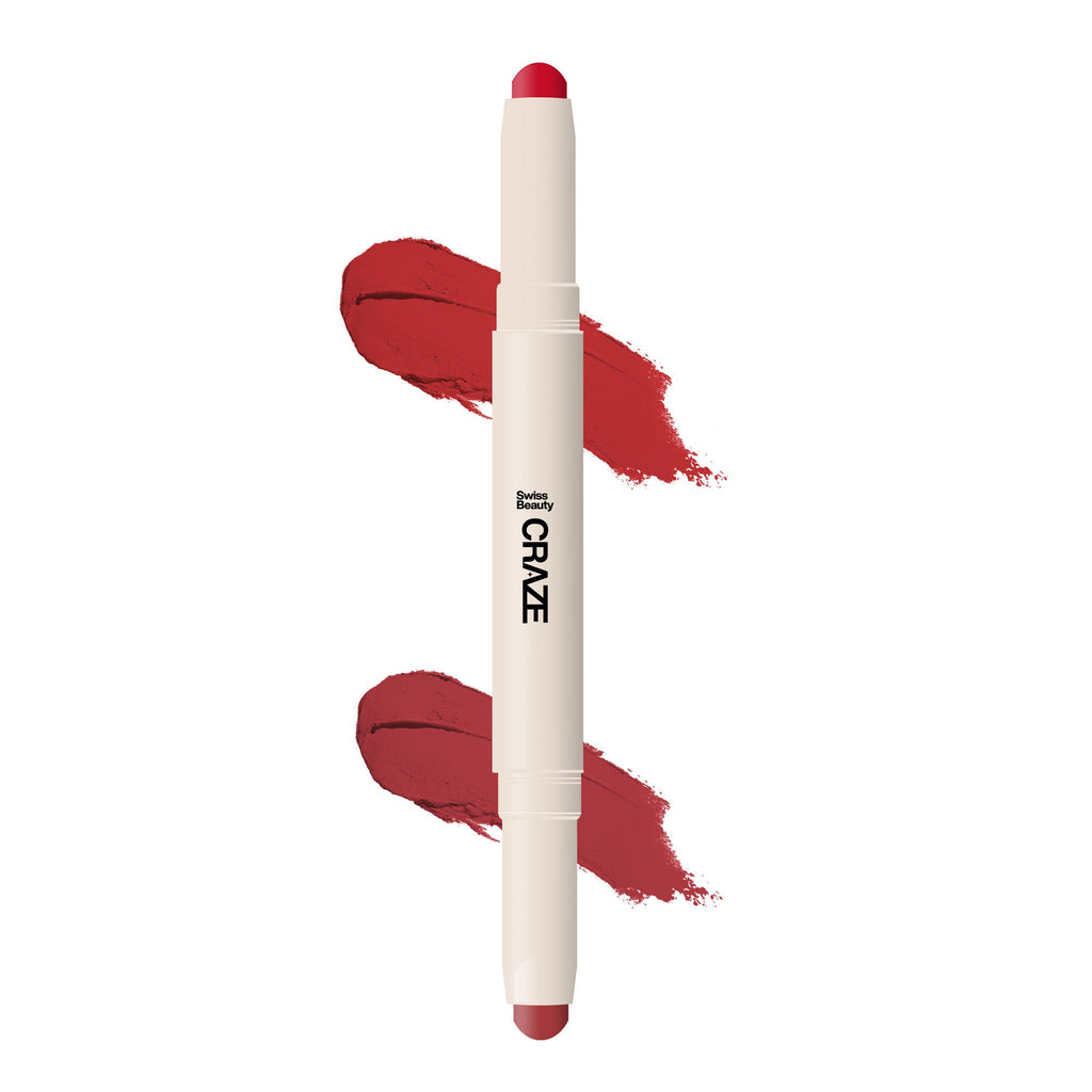 Swiss Beauty CRAZE Duo 2 In 1 Satin Matte Finish Lipstick Non-Transfer Lip Colour - 01 Party Ready | Grocsy