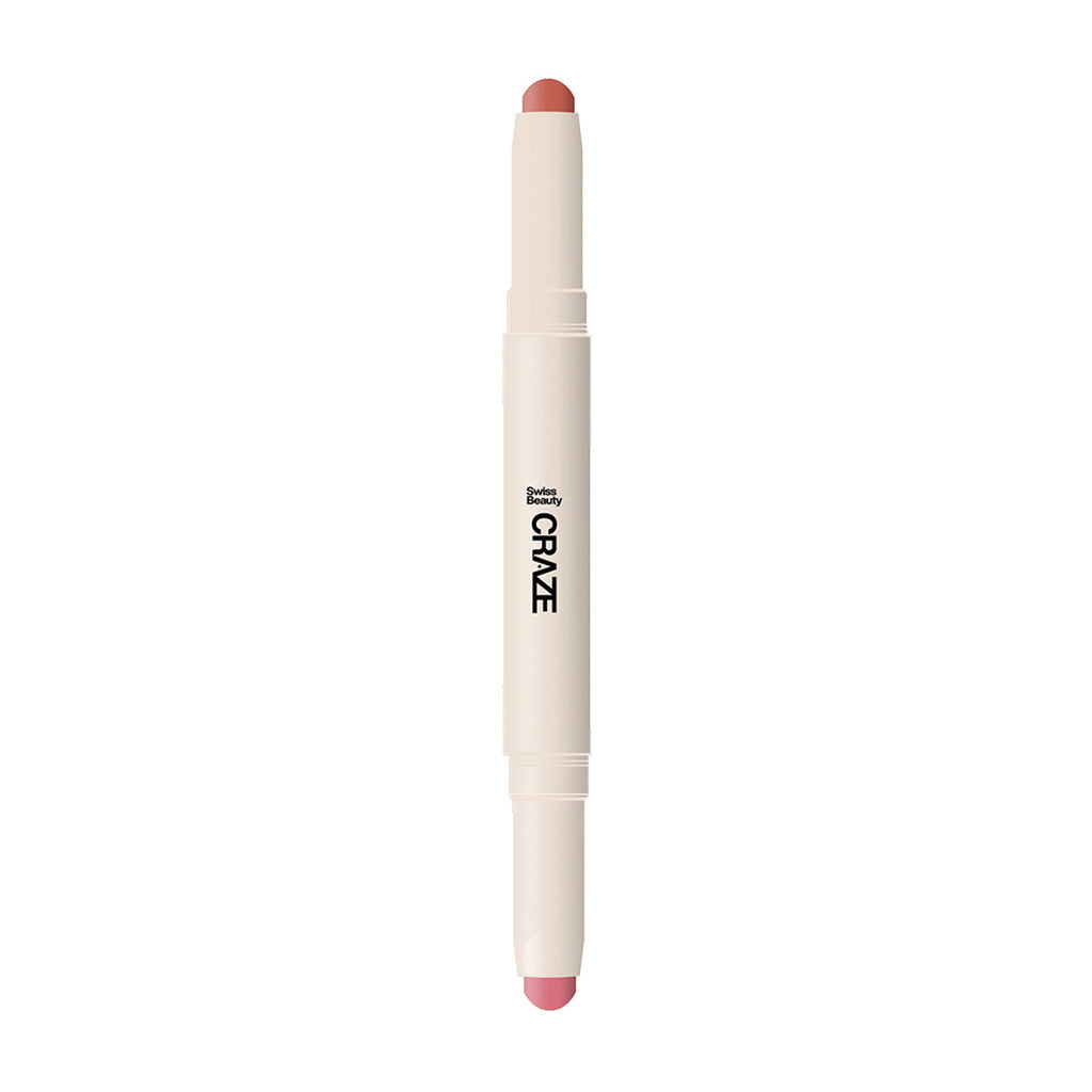 Swiss Beauty CRAZE Duo 2 In 1 Satin Matte Finish Lipstick Non-Transfer Lip Colour - 05 Peach Me Pink | Grocsy