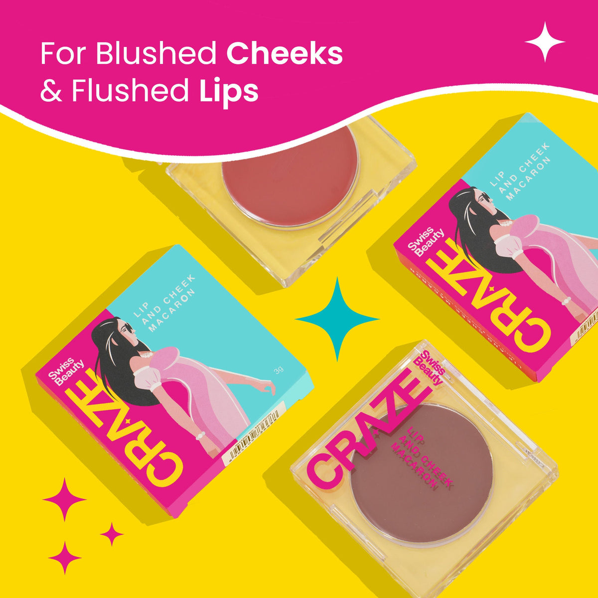 Swiss Beauty CRAZE Lip & Cheek Macaron With Vitamin E And Olive Oil - 01 Brown Pie | Grocsy