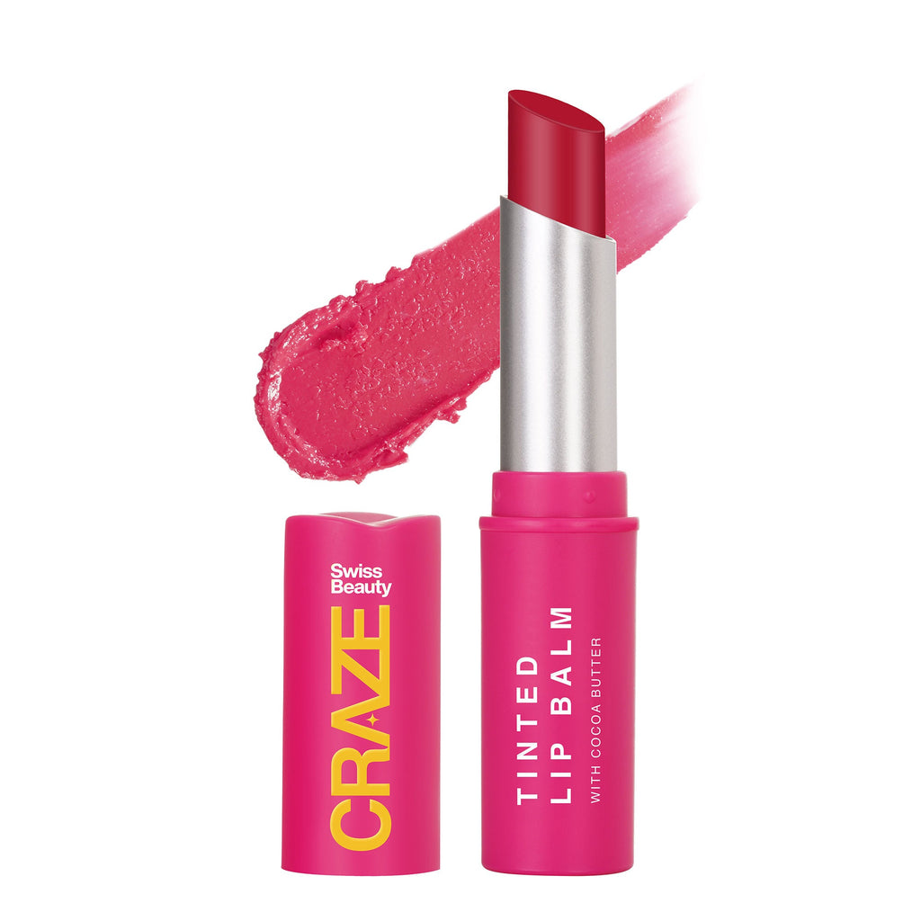 Swiss Beauty CRAZE Tinted Weightless Sheer Coverage Lip Balm With Cocoa Butter - 02 Sugar Rose | Grocsy