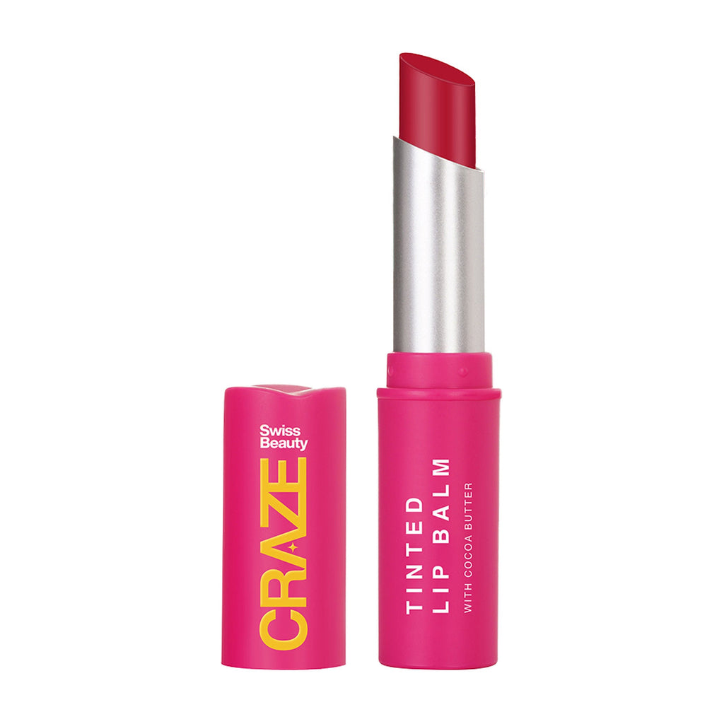 Swiss Beauty CRAZE Tinted Weightless Sheer Coverage Lip Balm With Cocoa Butter - 02 Sugar Rose | Grocsy