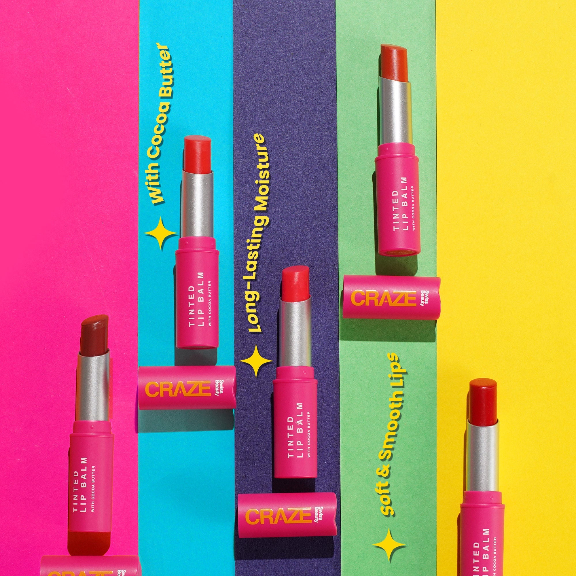 Swiss Beauty CRAZE Tinted Weightless Sheer Coverage Lip Balm With Cocoa Butter - 03 Cherry Crush | Grocsy