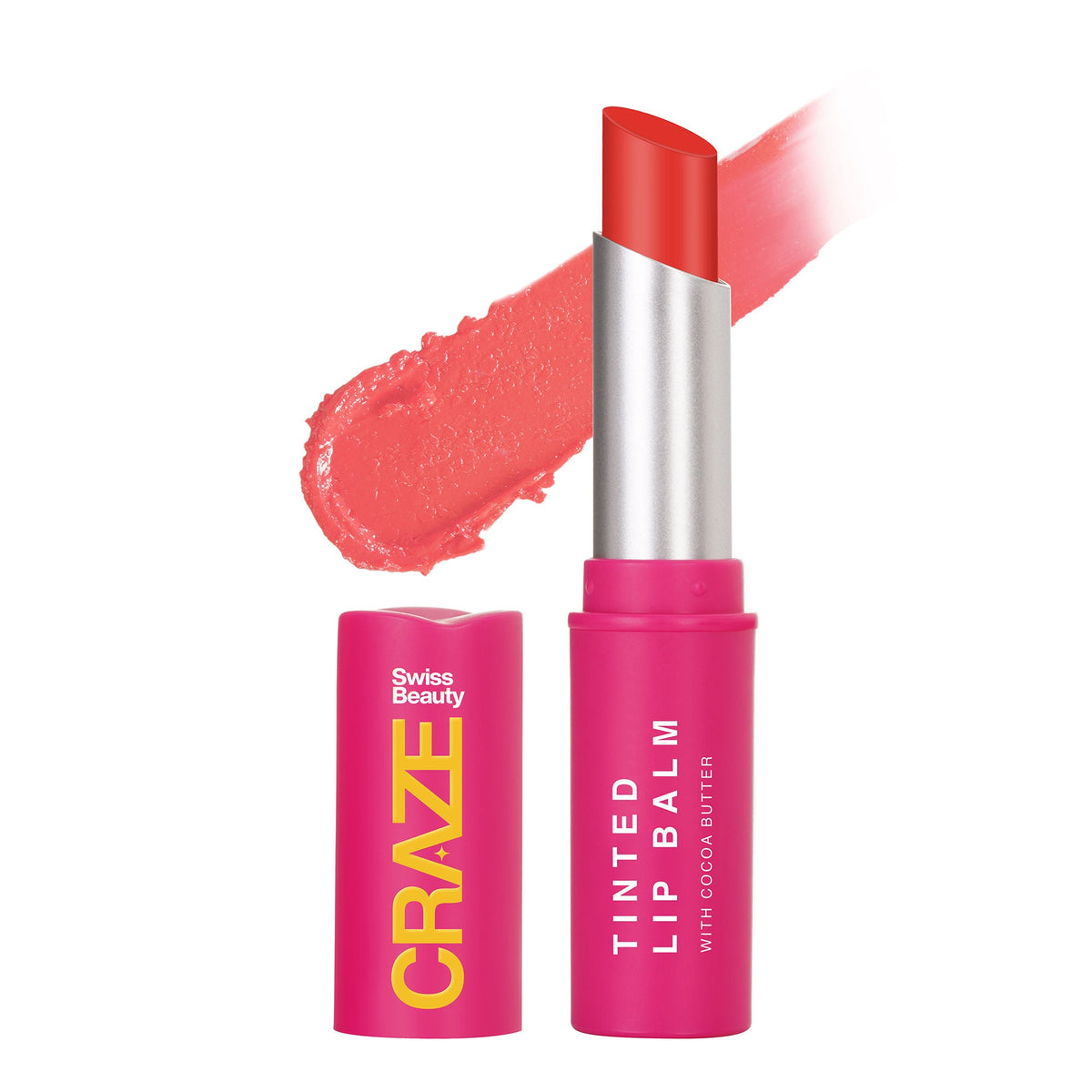 Swiss Beauty CRAZE Tinted Weightless Sheer Coverage Lip Balm With Cocoa Butter - 03 Cherry Crush | Grocsy