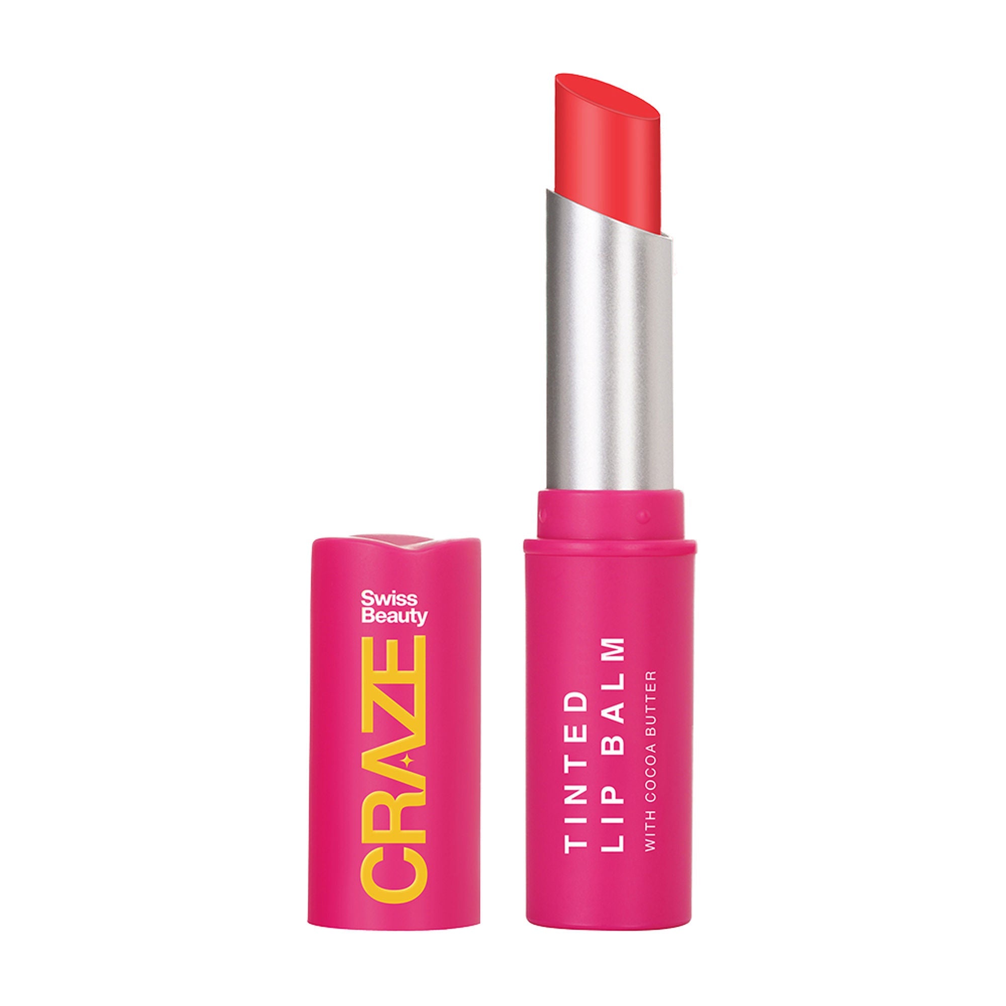 Swiss Beauty CRAZE Tinted Weightless Sheer Coverage Lip Balm With Cocoa Butter - 04 Coral Pink | Grocsy
