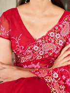 Tikhi Imli Floral Embroidered Chiffon Heavy Work Saree | Grocsy