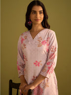 Indo Era Women Floral Printed Regular Kurta with Trousers | Grocsy