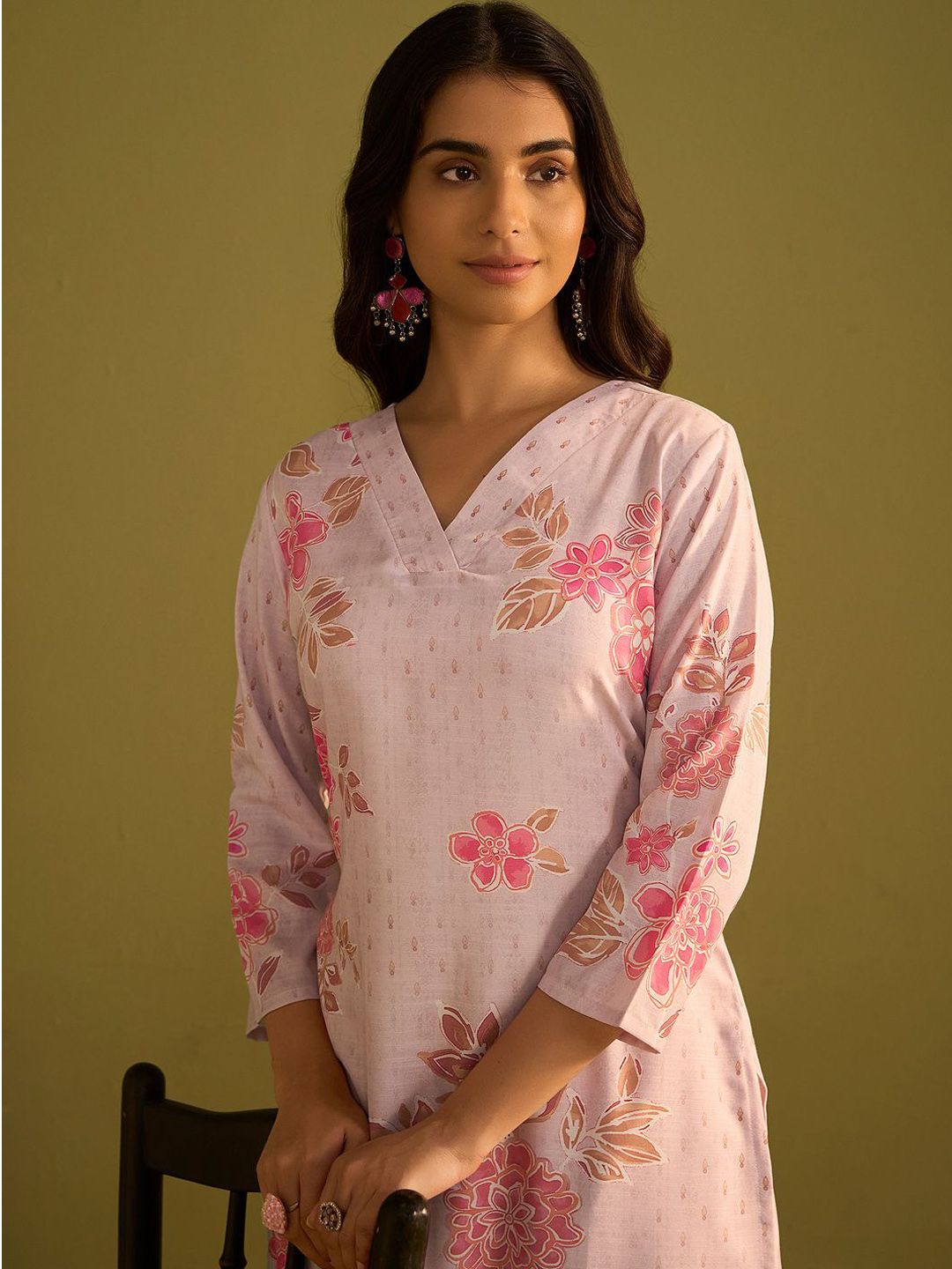 Indo Era Women Floral Printed Regular Kurta with Trousers | Grocsy