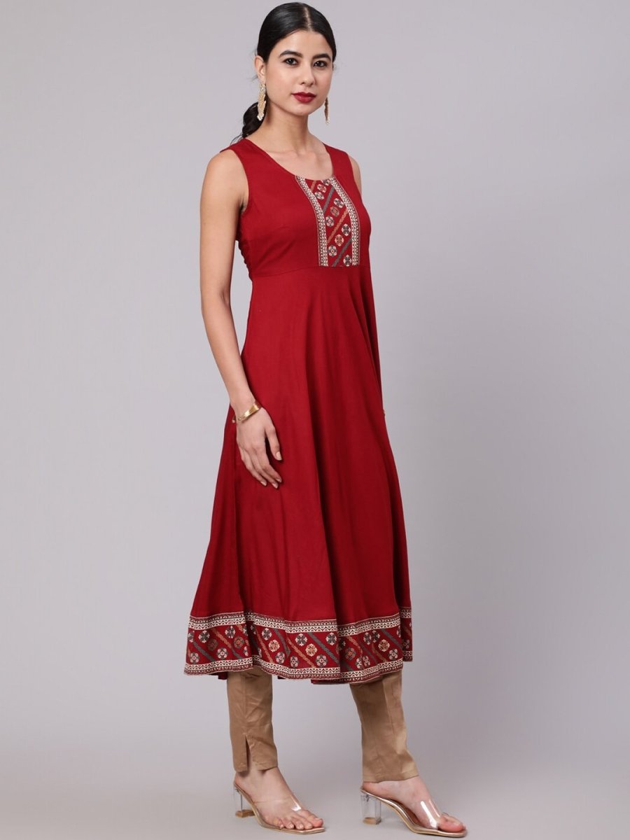 Aks Floral Yoke Design Anarkali Kurta | Grocsy