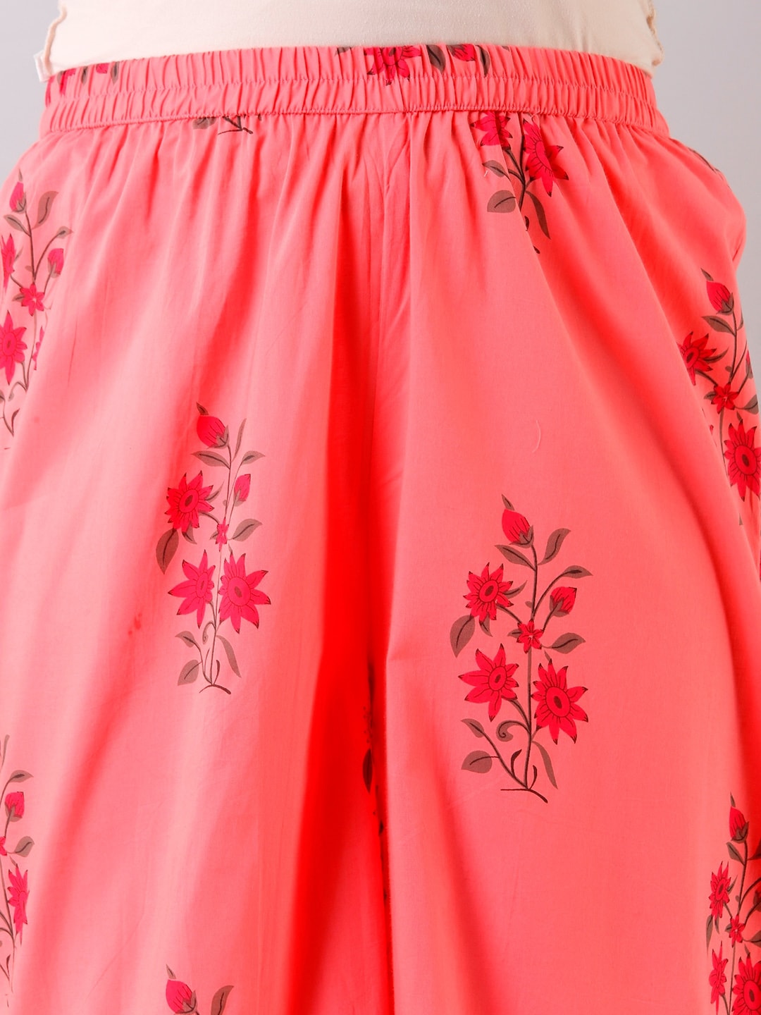 HERE&NOW Floral Printed Gotta Patti Regular Kurta with Palazzos | Grocsy