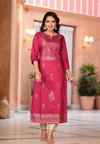 Juniper Women's Maroon Ethnic Motif Printed Cotton Kurta & Pant Set | Grocsy