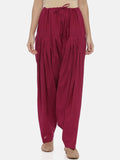 Souchii Maroon Solid Regular-Fit High-Rise Patiala | Grocsy