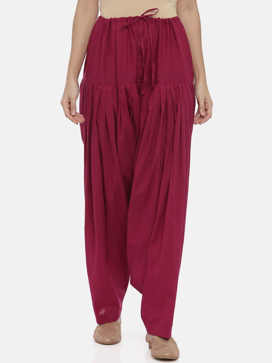 Souchii Maroon Solid Regular-Fit High-Rise Patiala | Grocsy