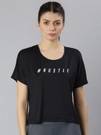 MKH Typography Printed Round Neck Crop Sports T-shirt | Grocsy