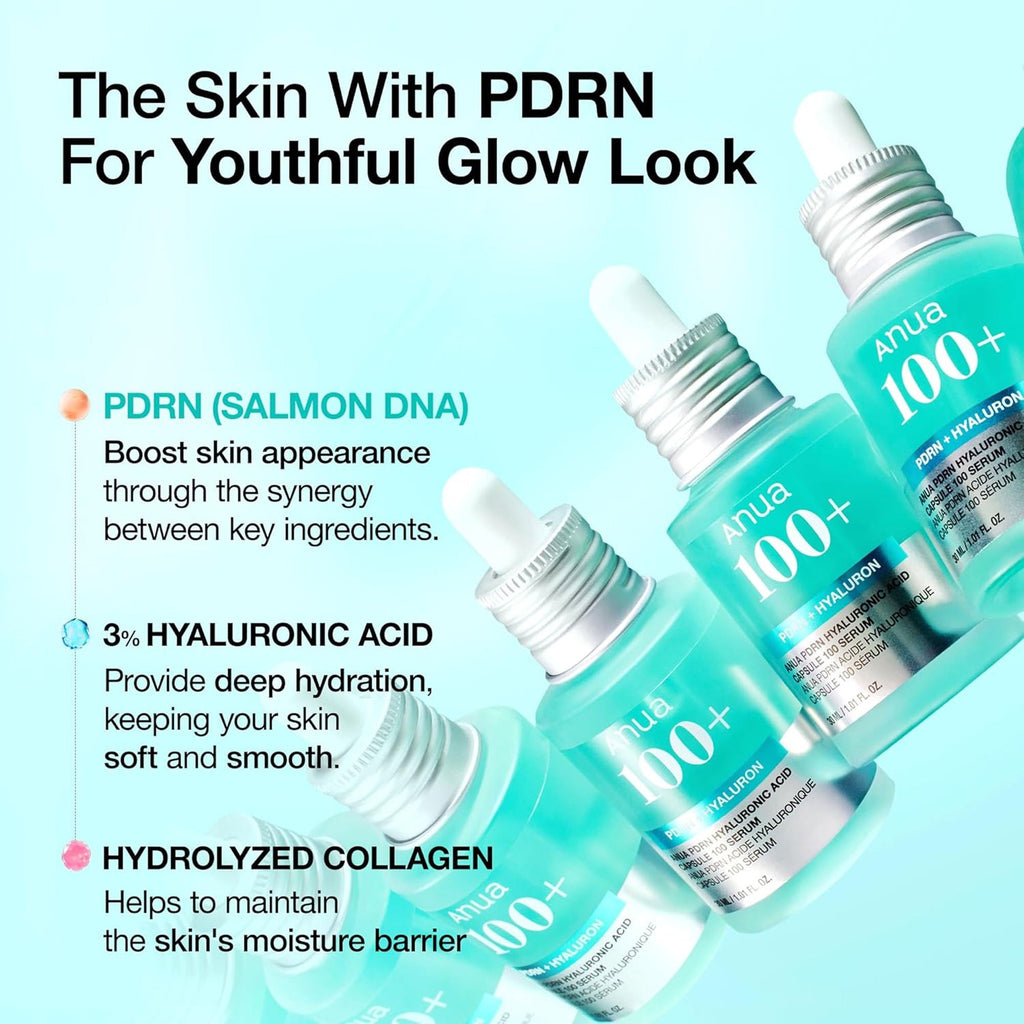 Anua Pdrn Hyaluronic Acid Capsule 100 Serum with Collagen For Plump, Dewy, Radiant Glass Skin | Grocsy