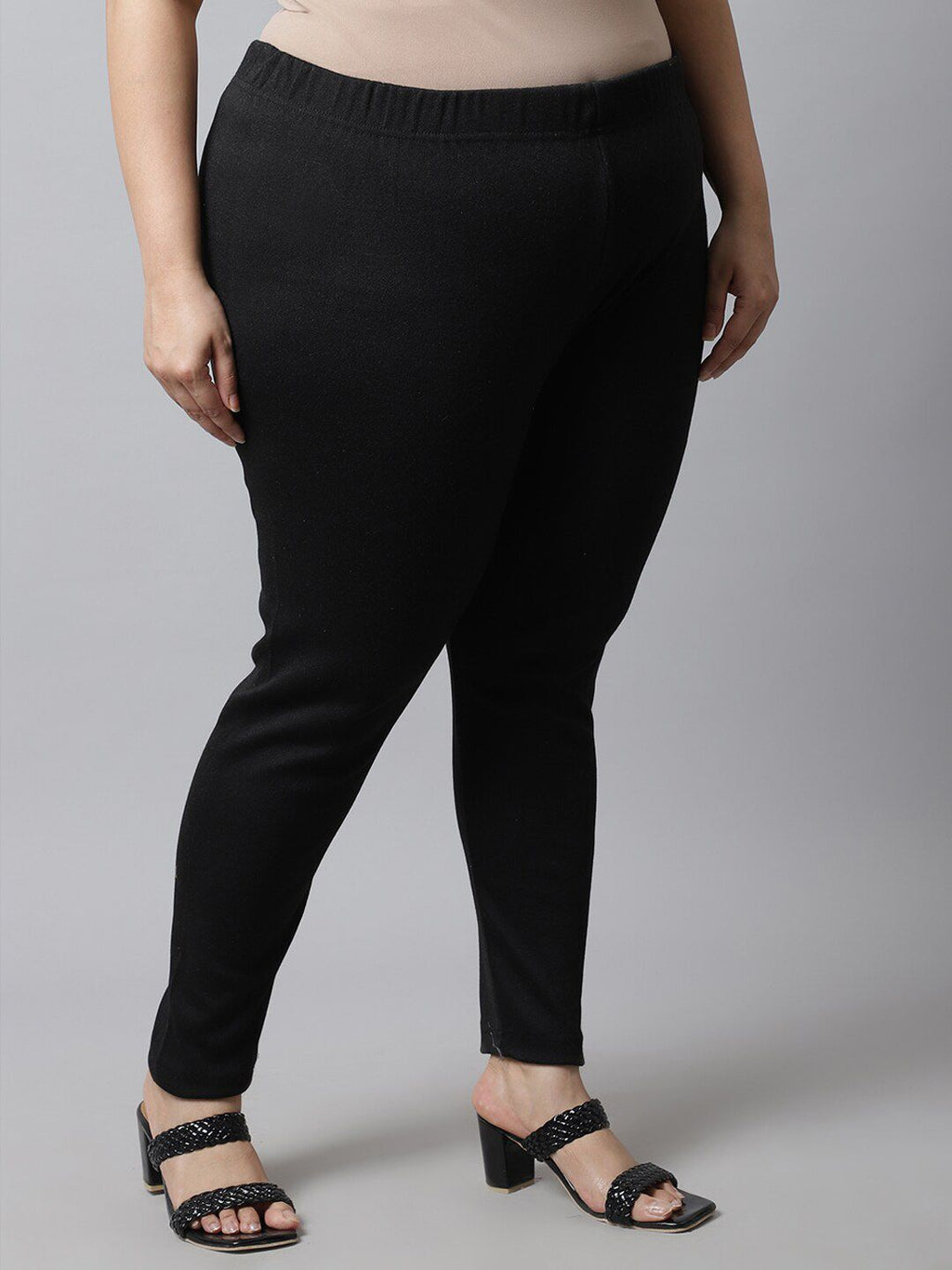 TAG 7 Women Plus size Black Solid Ankle-length Leggings | Grocsy