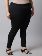 TAG 7 Women Plus size Black Solid Ankle-length Leggings | Grocsy