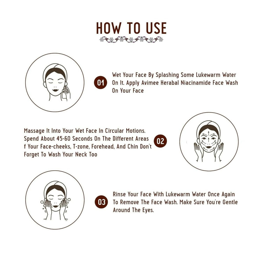 Avimee Herbal Niacinamide Face Wash For Daily Hydration and Nourishment | Grocsy