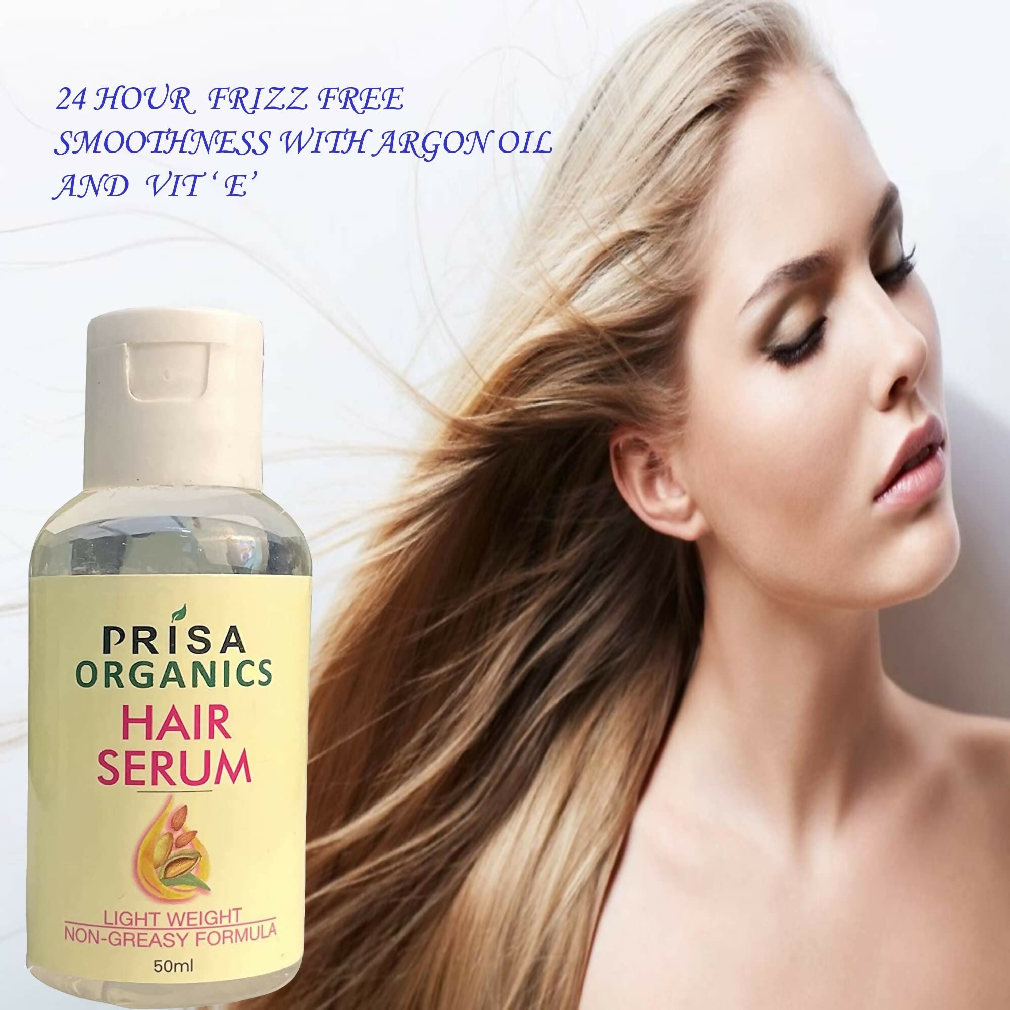 Prisa Organics Hair Serum With Argan Oil & Vitamin E - Promotes Hair Growth, Prevents Hair Loss and Thinning | Grocsy