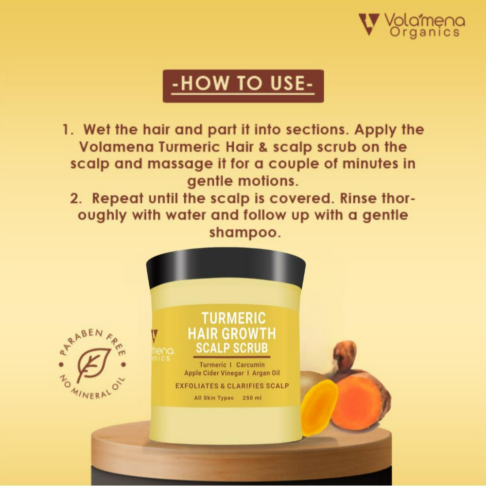 Volamena Organics Turmeric Hair Growth Scalp Scrub | Grocsy