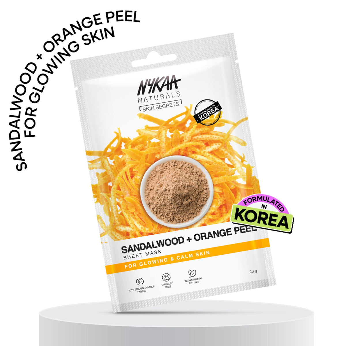 Nykaa Green Tea + Aloe Vera Sheet Mask For Hydrated Skin - Formulated in Korea - For All Skin Types - Sandalwood & Orange Peel | Grocsy
