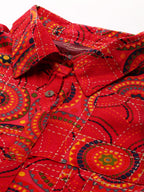 Sangria Women Red Geometric Printed Kurta | Grocsy