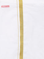 Sethukrishna Boys Cream-Coloured & Gold-Toned Shirt with Dhoti Set | Grocsy