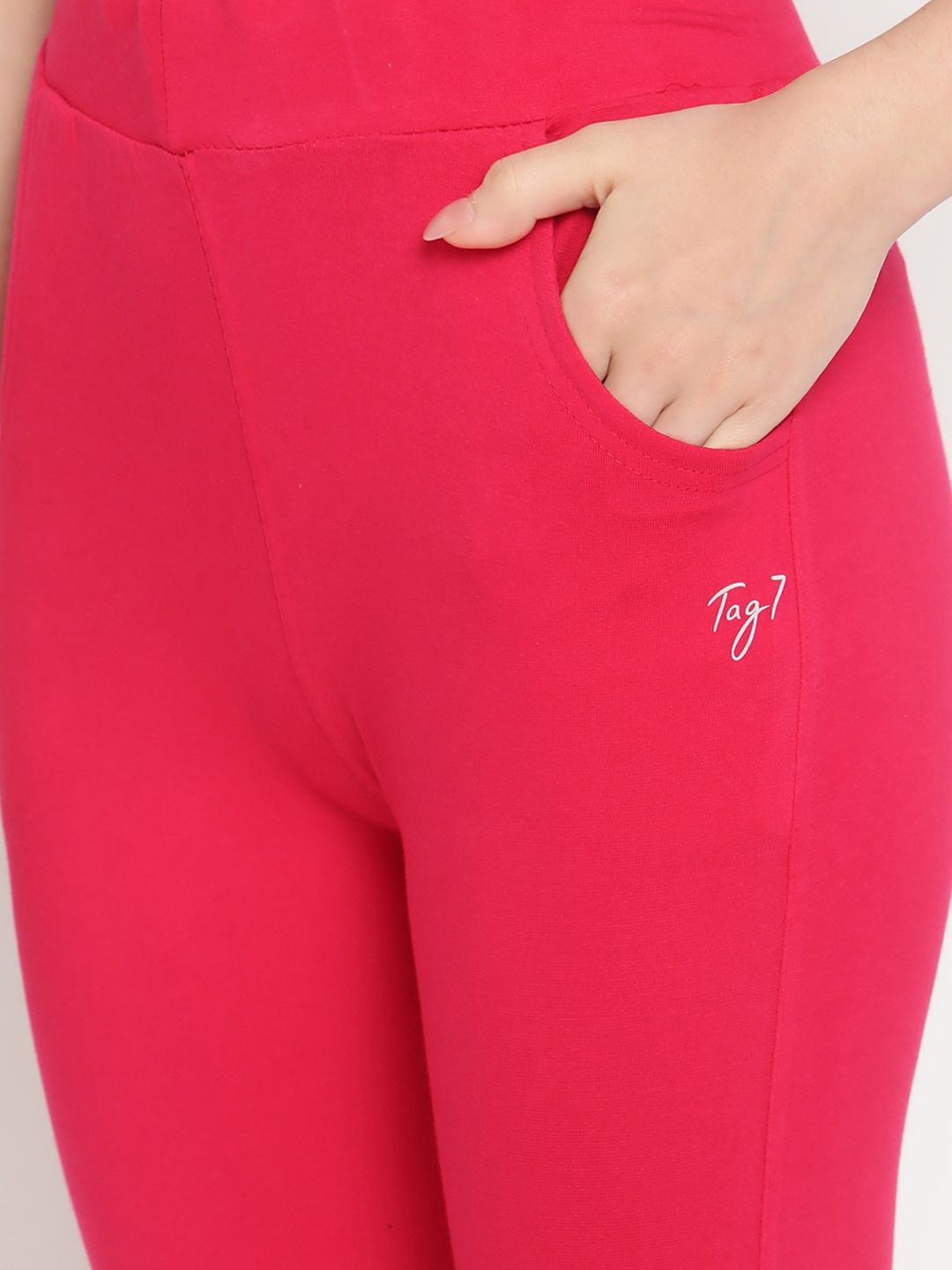 TAG 7 Women Magenta & Blue Pack of 2 Straight Fit Ankle-Length Leggings | Grocsy