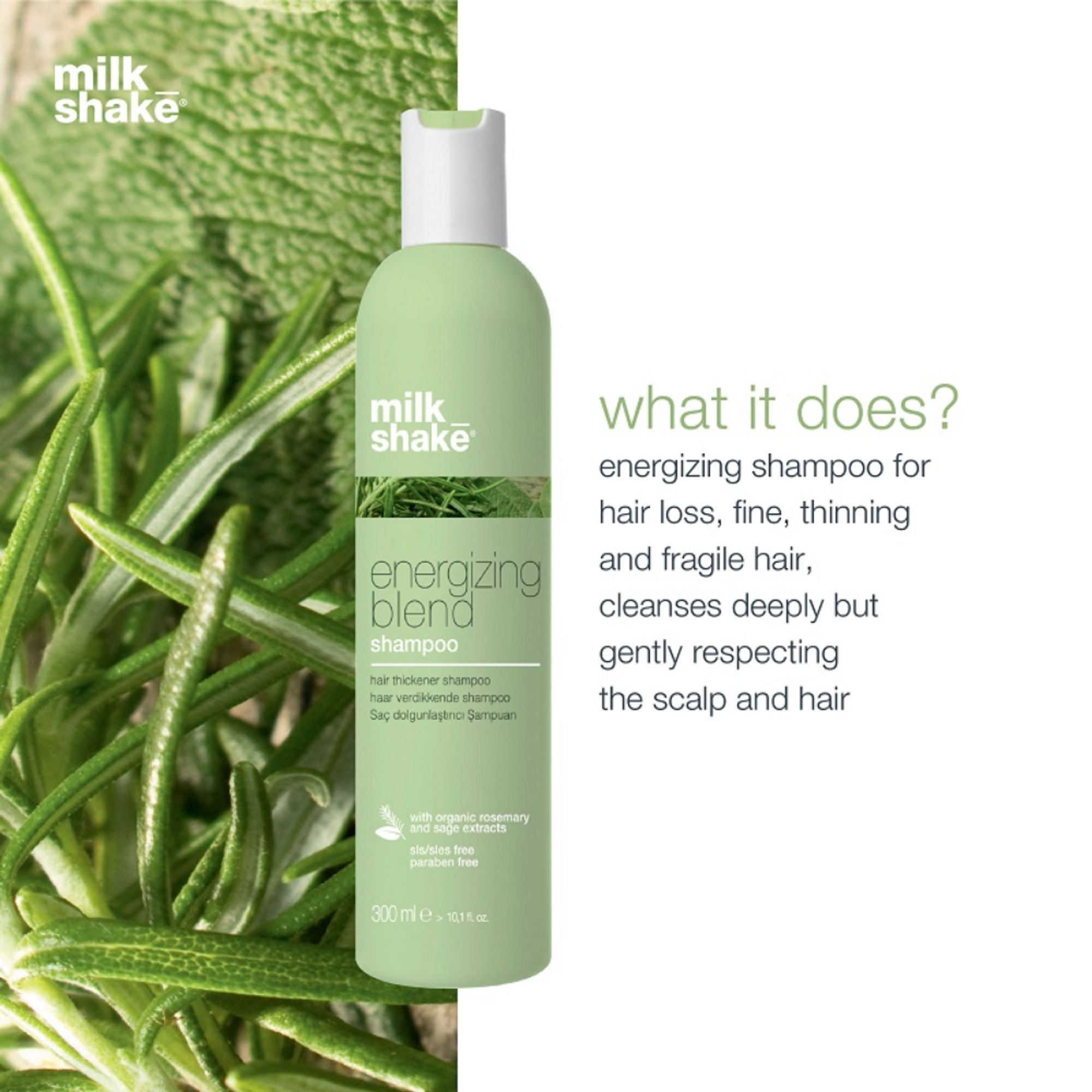 Milkshake Energizing Blend Shampoo For Hair Loss, Fine Hair With Organic Rosemary & Sage | Grocsy