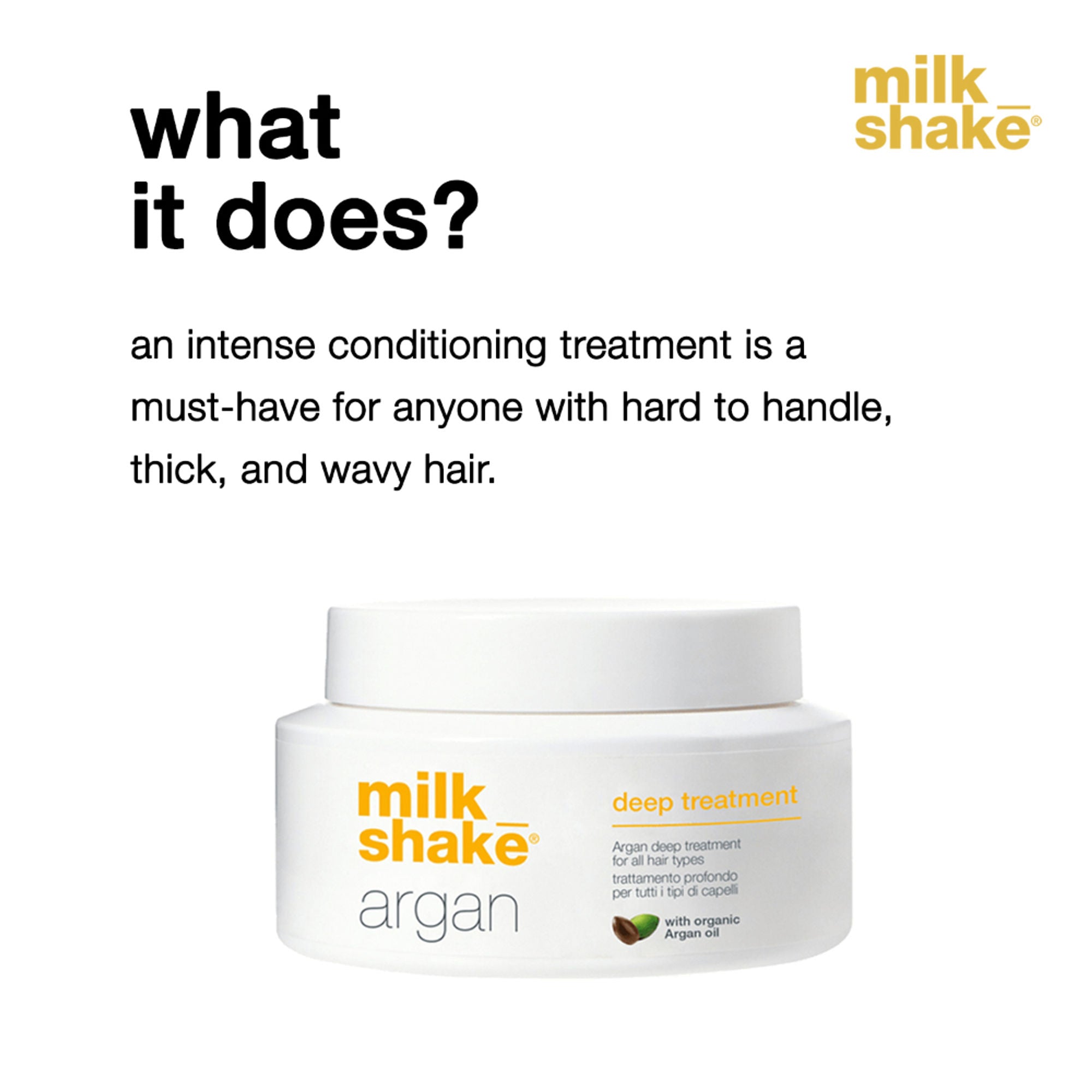 Milkshake Argan Mask For Deep Nourishment & Frizz Free - Thick & Wavy Hair | Grocsy