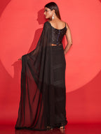 Tikhi Imli Striped Semi Sheer Ready to Wear Saree | Grocsy