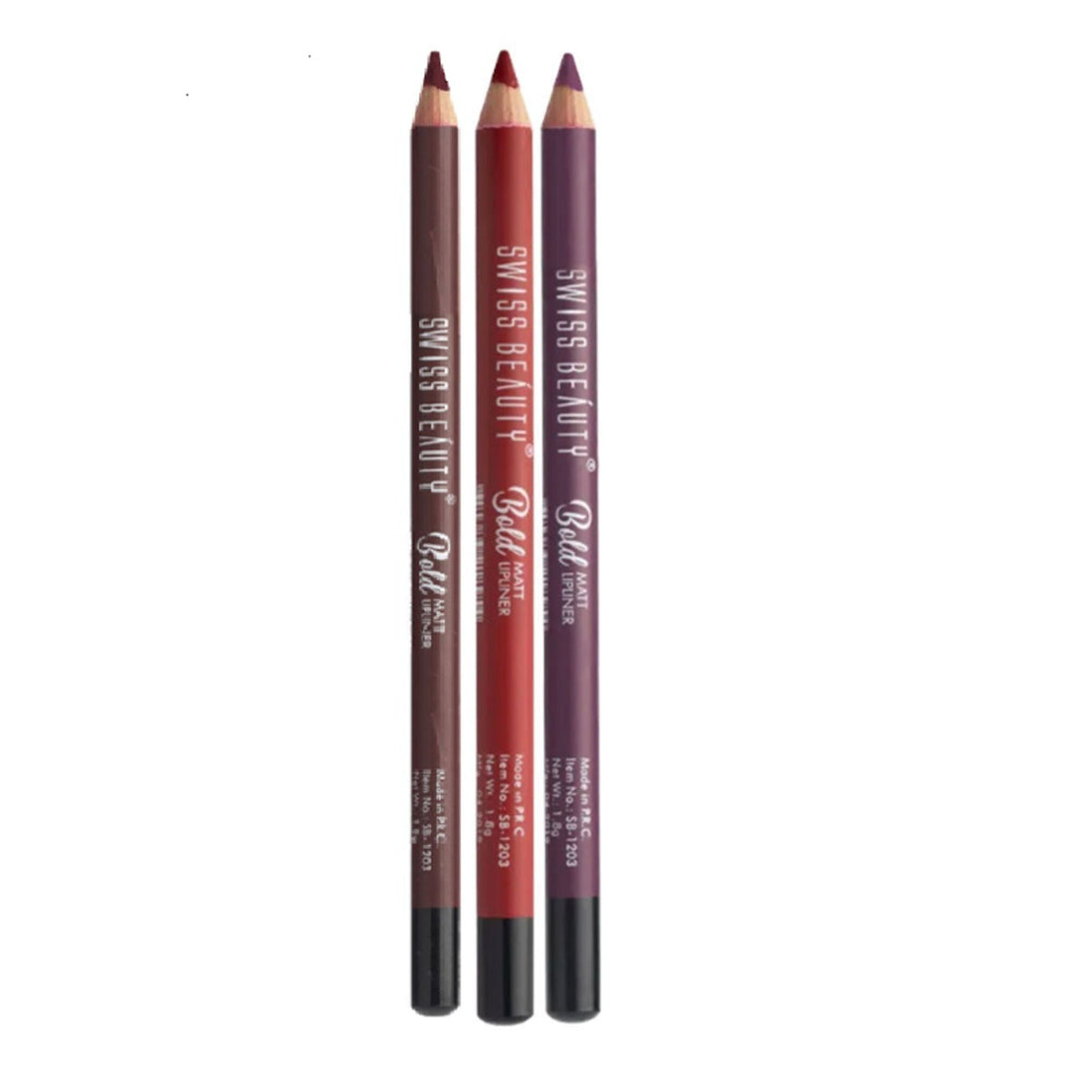 Swiss Beauty Bold Matte Lips Liner Pencil Set Of 3 - 1 Royal Red, 11 Purple & 2 Maroon | Grocsy