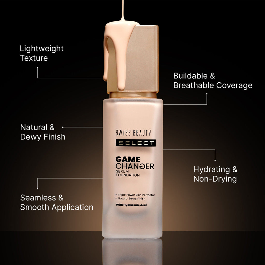 Swiss Beauty Select Game Changer Serum Foundation With Natural and Dewy Finish - 8. Golden Toffee | Grocsy