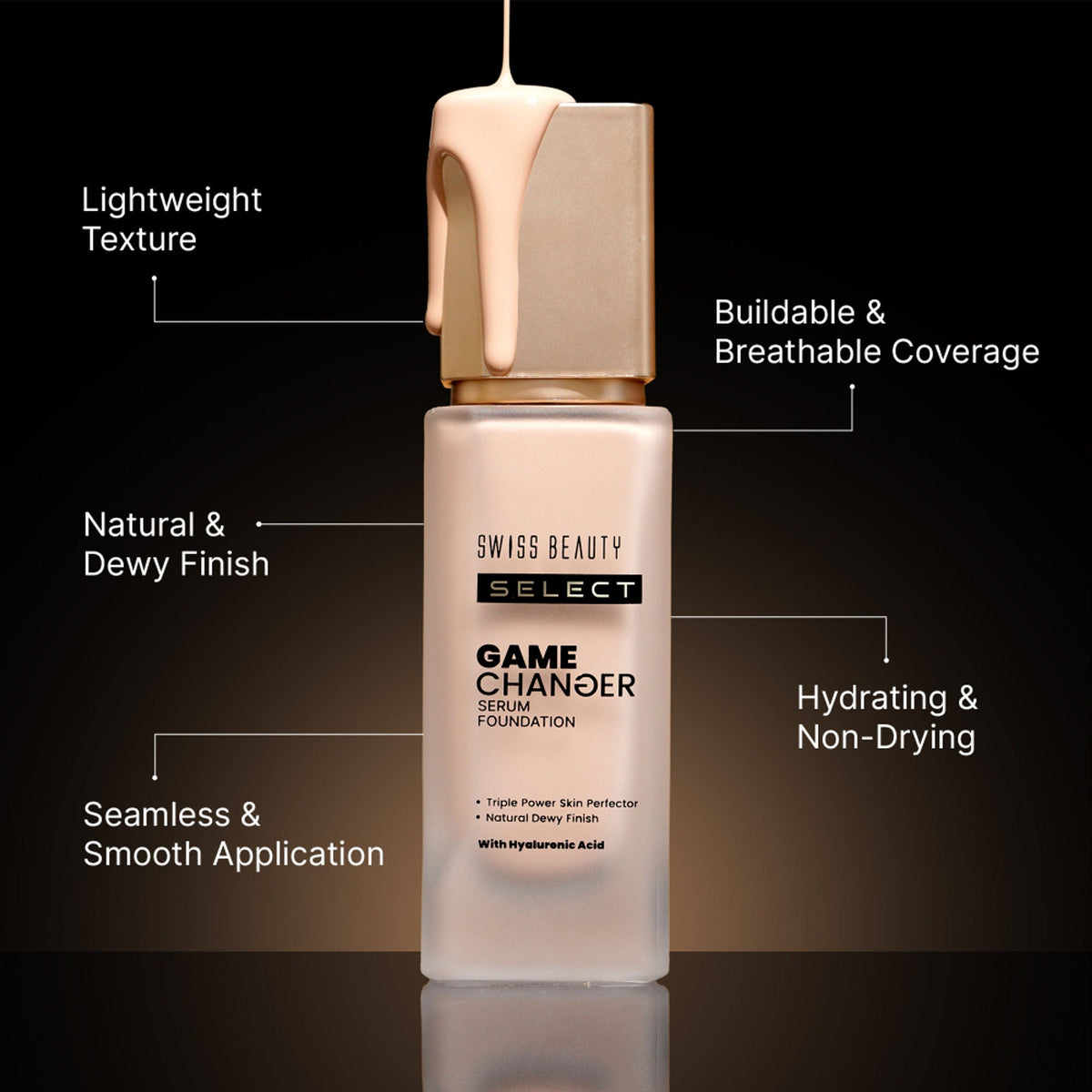 Swiss Beauty Select Game Changer Serum Foundation With Natural and Dewy Finish - 8. Golden Toffee | Grocsy