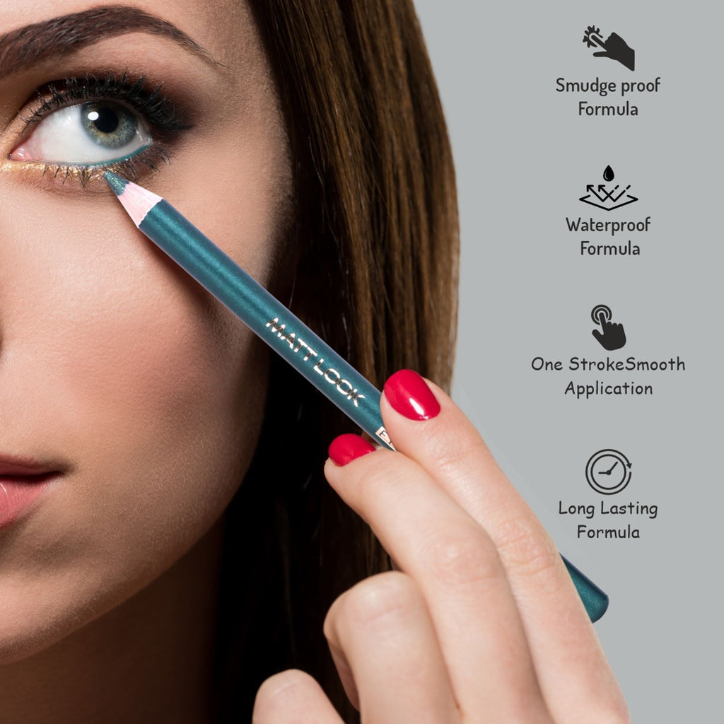 Matt Look Colorite Long Lasting Smudge Proof Eye Liner Pencil - Go Green 03 | Grocsy