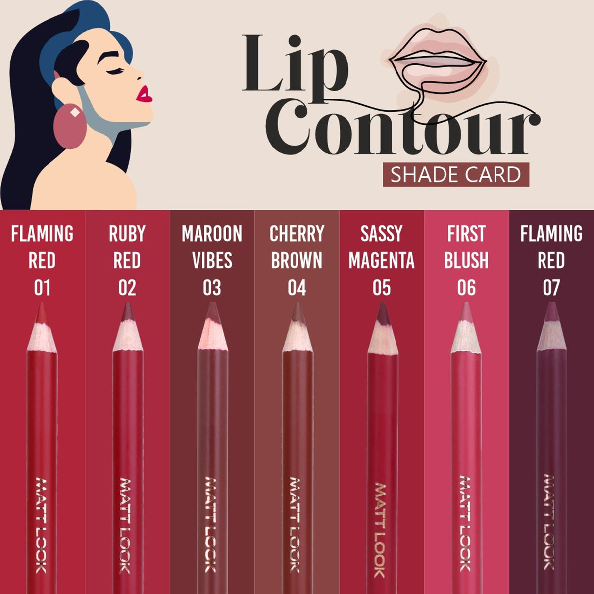 Matt Look Colorite Lip Contour Professional Matte Lip Color Pencil - Elegant Nude 21 | Grocsy