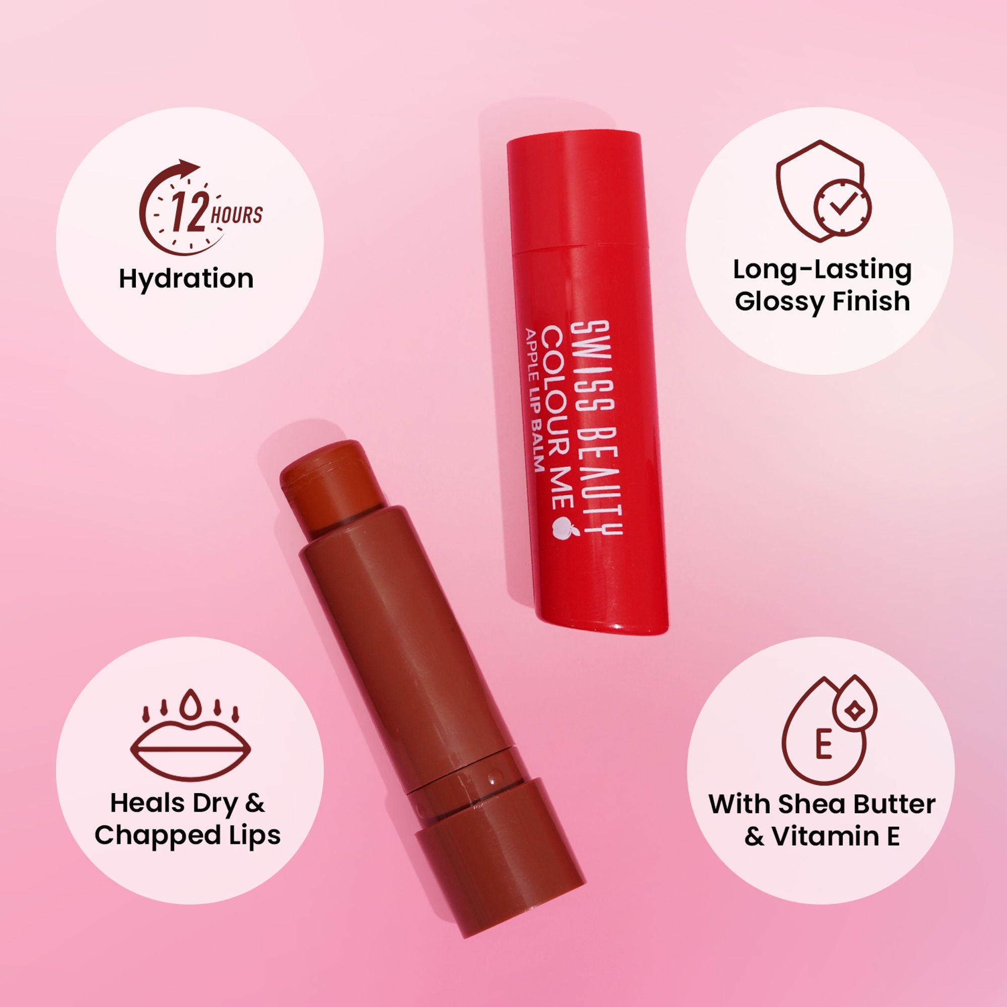 Swiss Beauty Colour Me Tinted Lip Balm For Dry With SPF 15 , Shea Butter and Vitamin E - Strawberry Slush | Grocsy