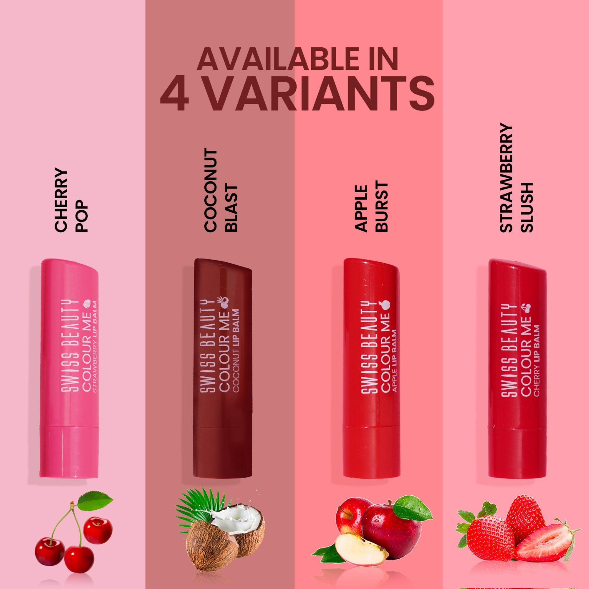 Swiss Beauty Colour Me Tinted Lip Balm For Dry With SPF 15 , Shea Butter and Vitamin E - Strawberry Slush | Grocsy