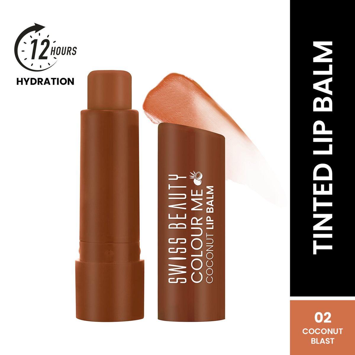 Swiss Beauty Colour Me Tinted Lip Balm For Dry With SPF 15 , Shea Butter and Vitamin E - Coconut Blast | Grocsy