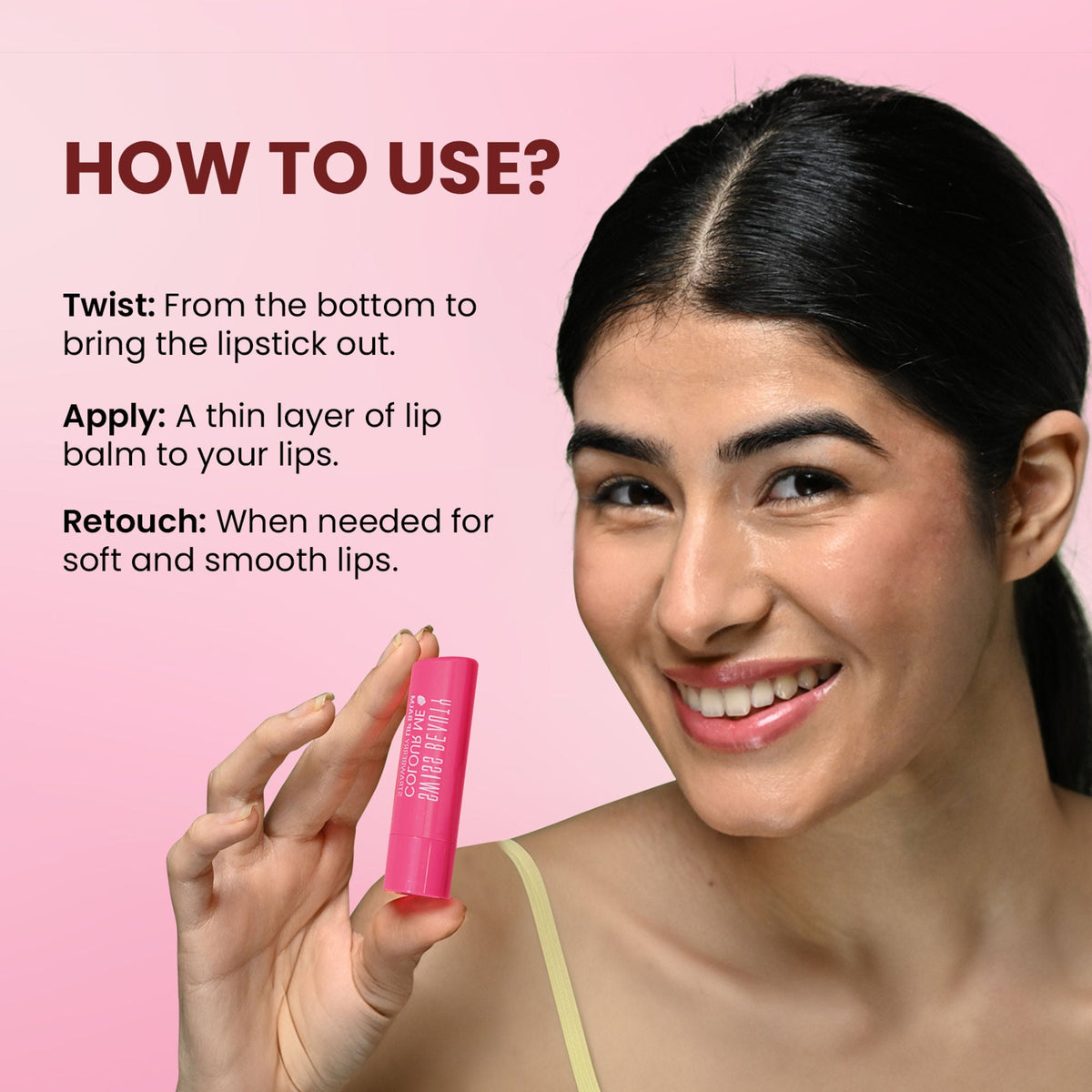 Swiss Beauty Colour Me Tinted Lip Balm For Dry With SPF 15 , Shea Butter and Vitamin E - Cherry Pop | Grocsy
