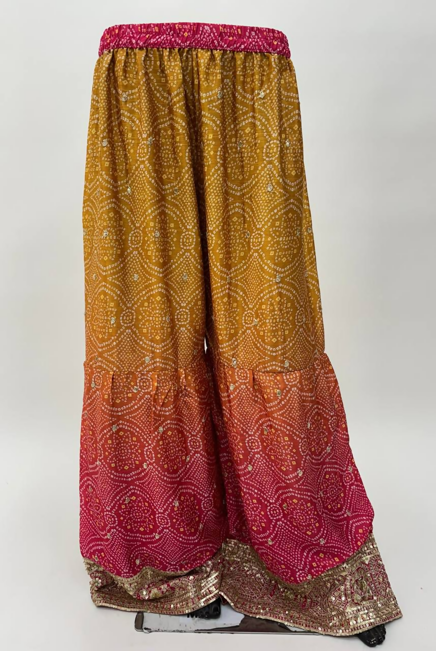 Lorenvalley Fashion Yellow and Pink Chinon Embroidery With Sequince Work Salwar Kameez Stitched | Grocsy