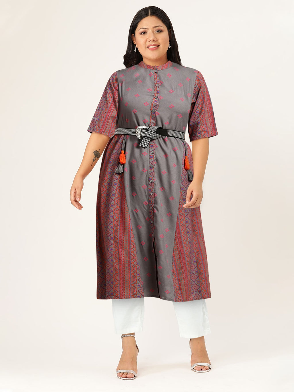 Sangria Ethnic Motifs Print Kurta | Grocsy