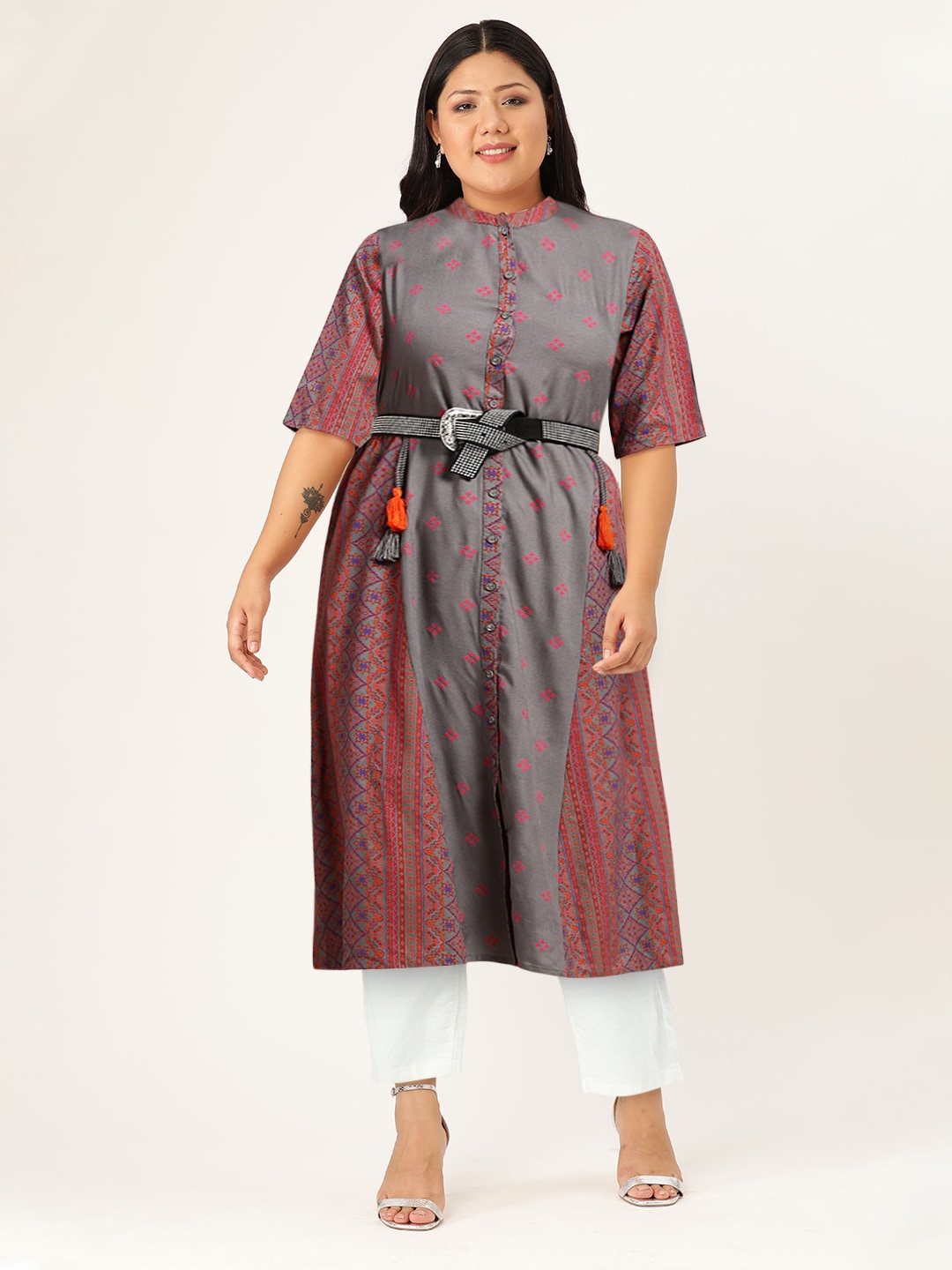 Sangria Ethnic Motifs Print Kurta | Grocsy