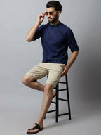 Even Apparels Navy blue Color Viscose Pure Cotton Men's Kurta With Side Placket (SLD1190) | Grocsy