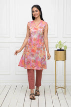 Myshka Women Multi-Floral Rayon A-Line V-Neck Kurtis | Grocsy