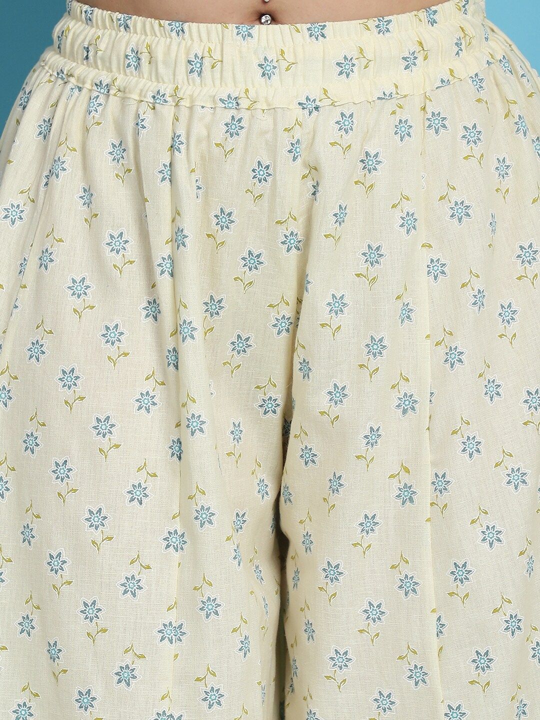 TAG 7 Ethnic Motifs Printed Pure Cotton Flared Ethnic Palazzo | Grocsy