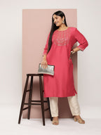 Sztori Plus Size Yoke Design Sequinned Kurta | Grocsy