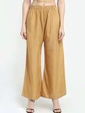 TAG 7 Women Beige Solid Flared Palazzo | Grocsy